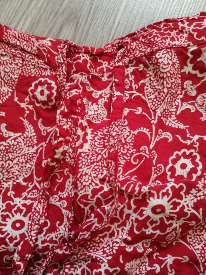 Short large fille rouge motifs fleuris / basic one / (8 ans) - photo numéro 2