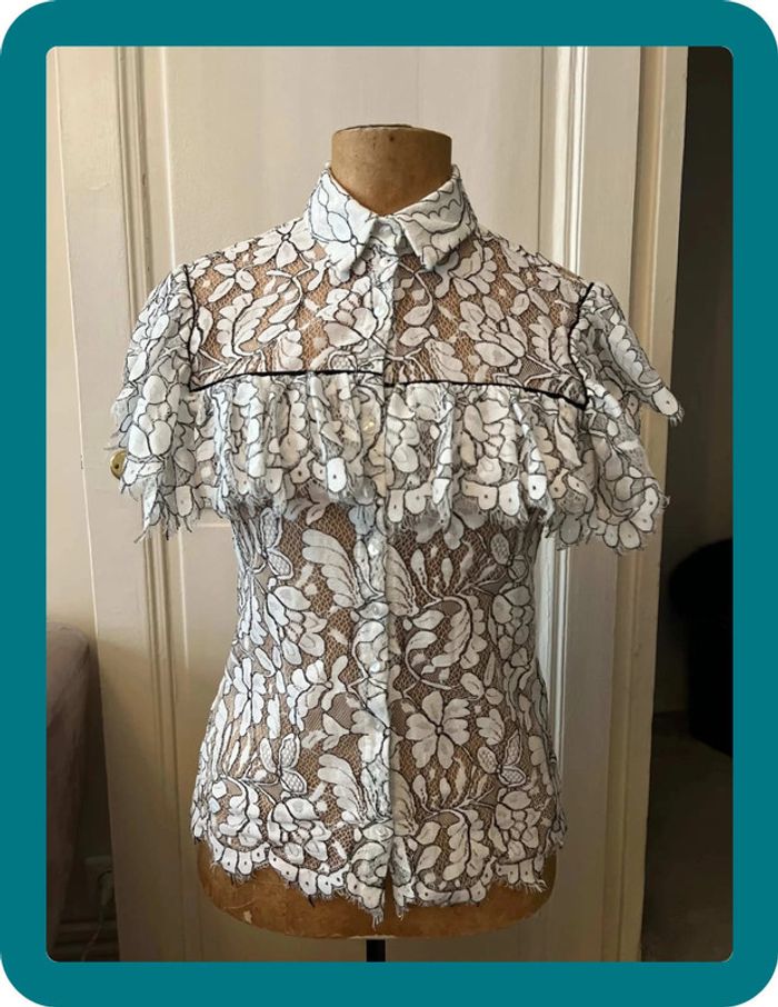 Chemise dentelle Medicis manches courtes à volants 36 - Anne Fontaine - photo numéro 7