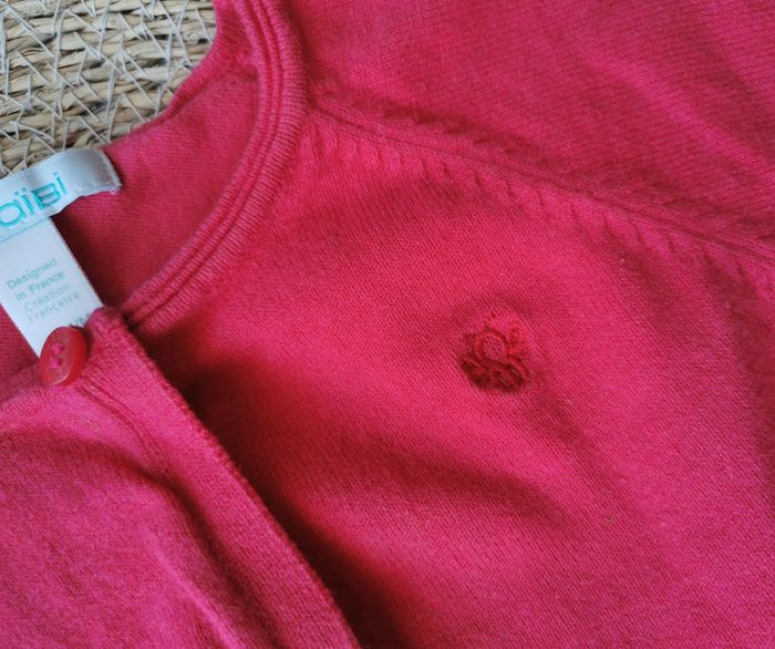 Gilet boléro 👣 rouge rosé, 18 mois, obaïbi - photo numéro 4