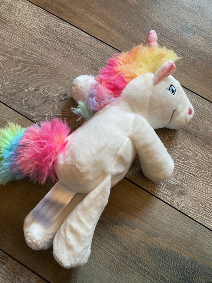 Peluche blanche licorne kinder neuve - photo numéro 2