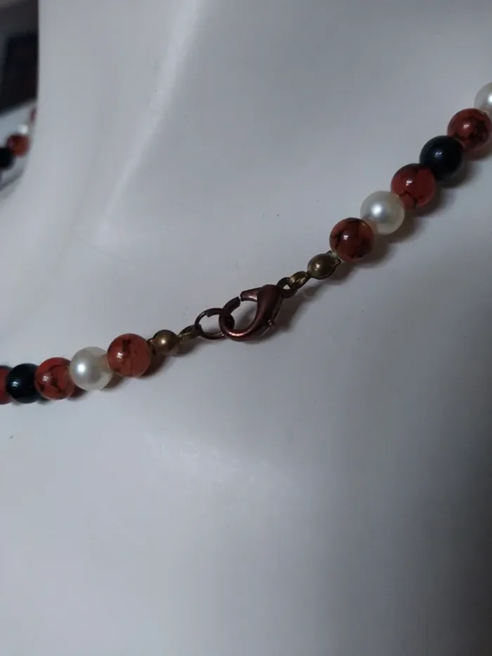 Collier necklace fantaisie chic perle culture noir marron - photo numéro 3