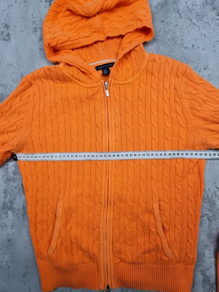 Gilet zippé torsadé orange Tommy Hilfiger – Taille L Femme (mesures en photos) - photo numéro 9