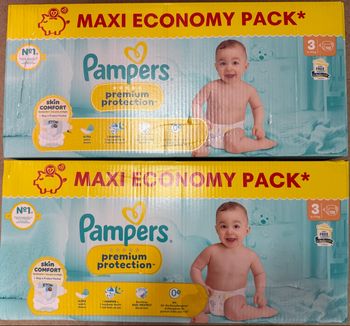 2 cartons de 112 couches Pampers Premium Taille 3