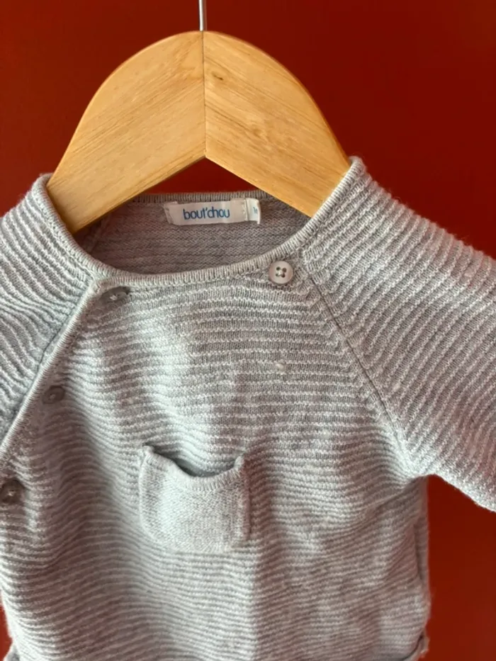 Brassière coton/laine gris Bout’chou taille 1 mois - photo numéro 4