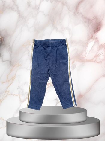 Legging Denim Bébé fille taille 12 mois Lignes Dorées pour Bébé Stylé🥇
