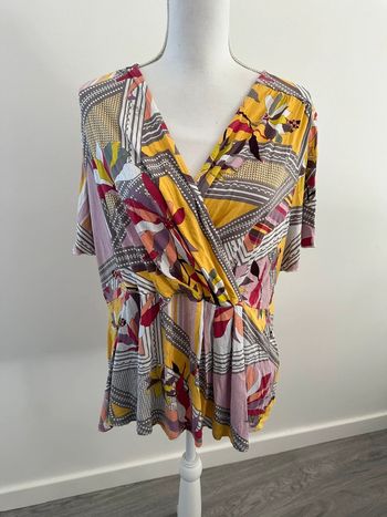 Blouse multicolore manches courtes Christine Laure T5 50 XL