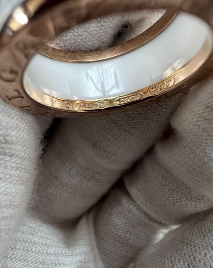 Bague Bulgari en émail blanc, taille 8 - photo numéro 3
