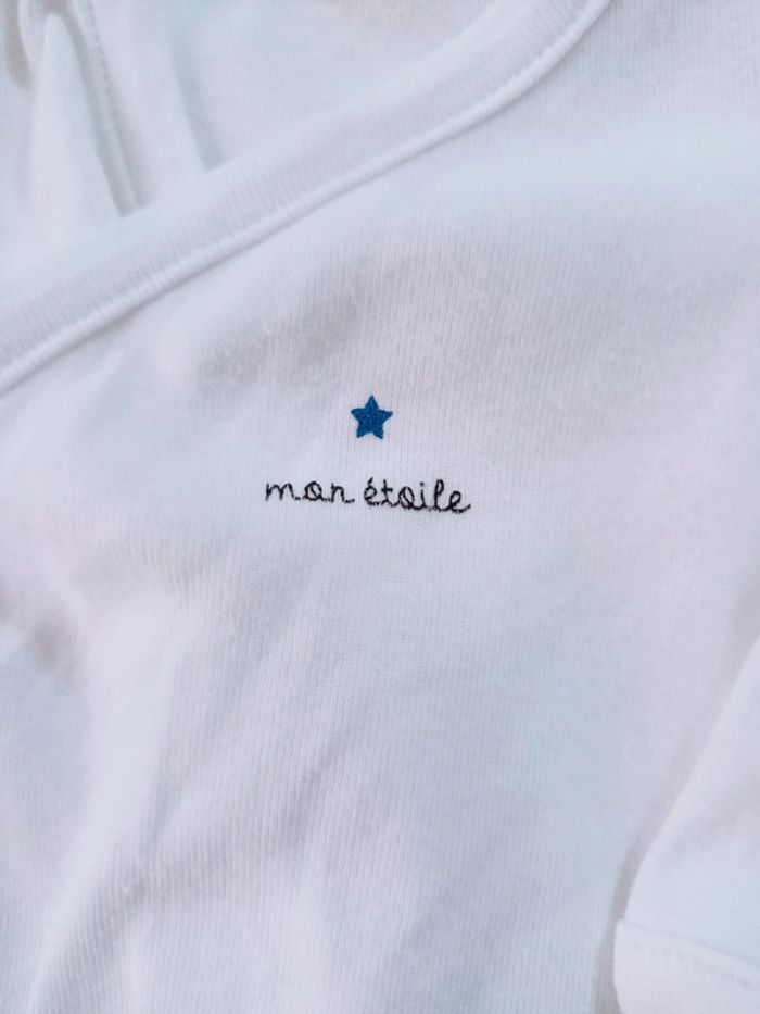 Body blanc "Mon étoile"- 3mois -60cm N*0299 - photo numéro 2