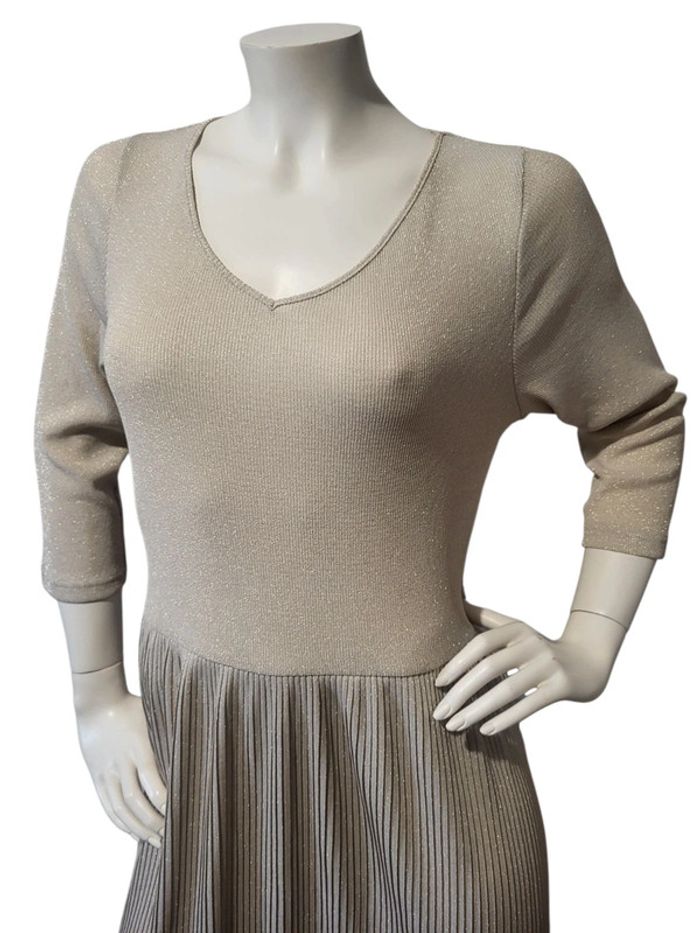 Robe longue beige scintillante Mango taille L - photo numéro 3