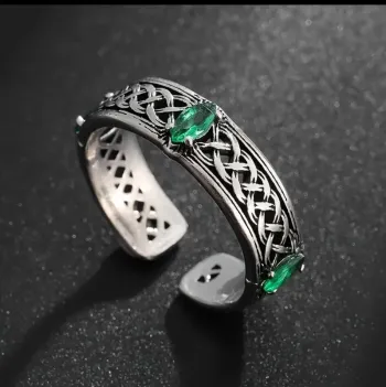 Bague ajustable style viking celtique vintage rétro acier inoxydable