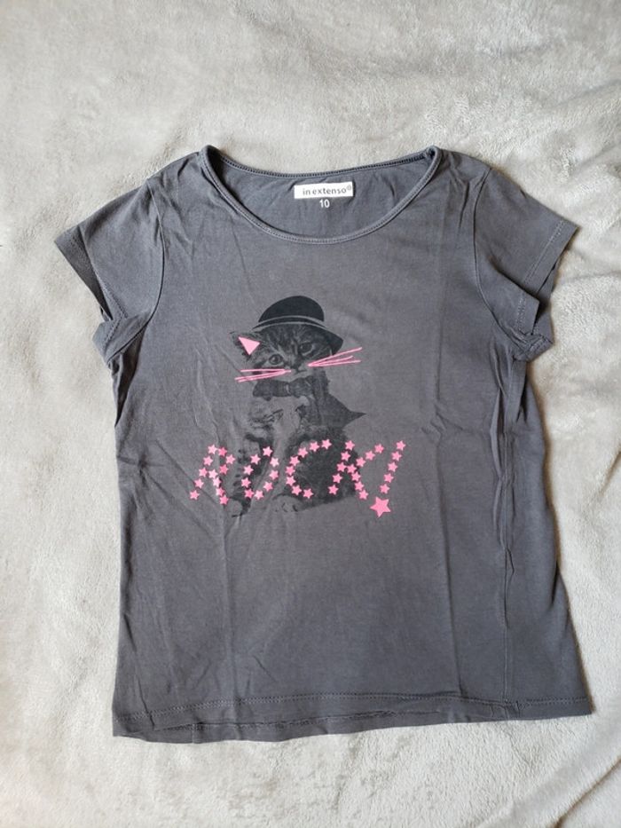 T-shirt petit chat Rock taille 10 ans
