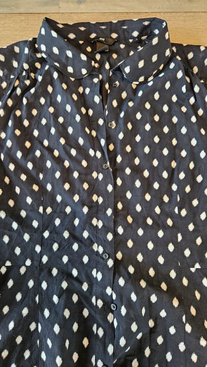 Blouse fluide sans manche, noire à points blancs, H&M, 44, nickel - photo numéro 3