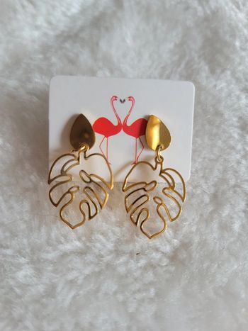Boucles d'oreilles feuille acier gold