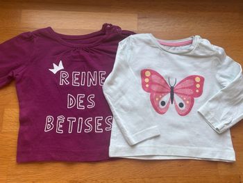 Lot 2 t-shirt ML mots d’enfants 3 mois fille