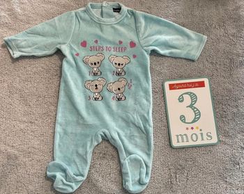 Pyjama velours, fille, 3 mois