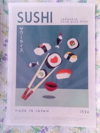 AFFICHE POSTER TOILE A4 SUSHI JAPON