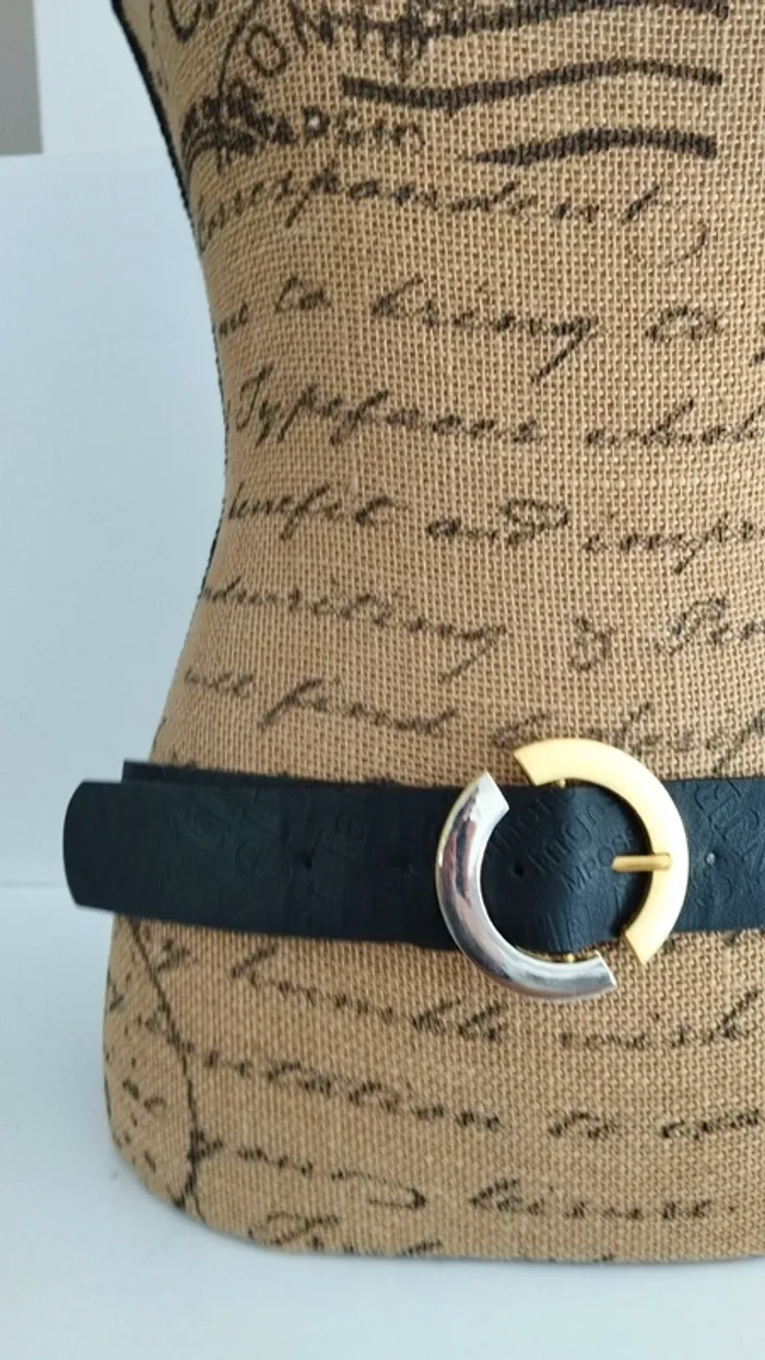 Ceinture noire boucle doré 95 cm femme - photo numéro 4