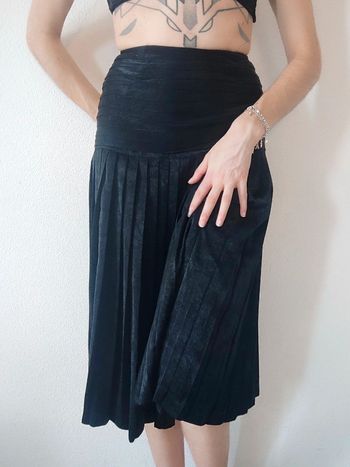 Jupe longue plissé noir moiré vintage 🇫🇷 32/XXS à 34/XS