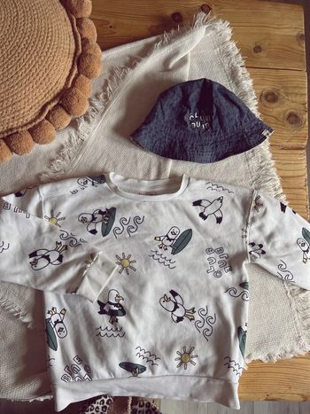 Ensemble sweat-shirt et bob motif mouette plage tape à l’œil 116