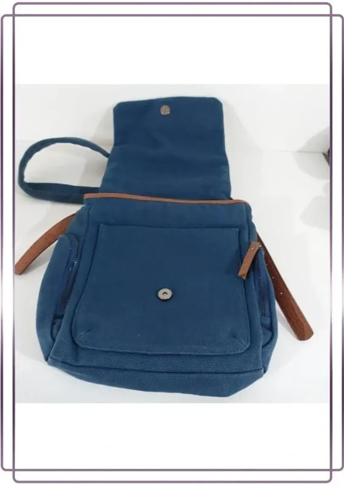 Sac bandoulière Adolfo Dominguez, bon état, bleu 26x28cm - photo numéro 6