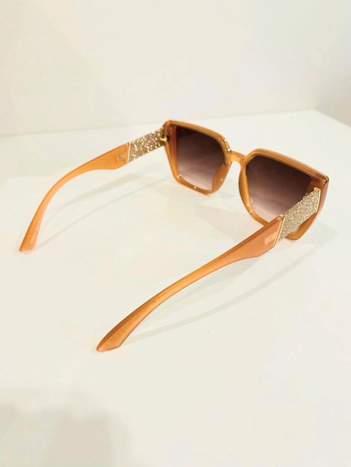 Lunette de soleil femme orange bras en strass uvprotection catégorie 3 - photo numéro 7