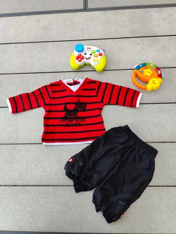 Ensemble garçon noir et rouge 3 mois