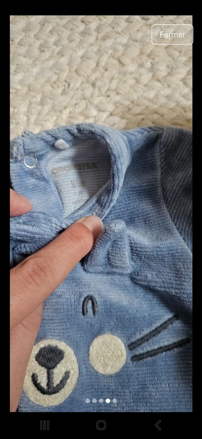 Lot de 2 pyjamas velours 1 mois - photo numéro 4