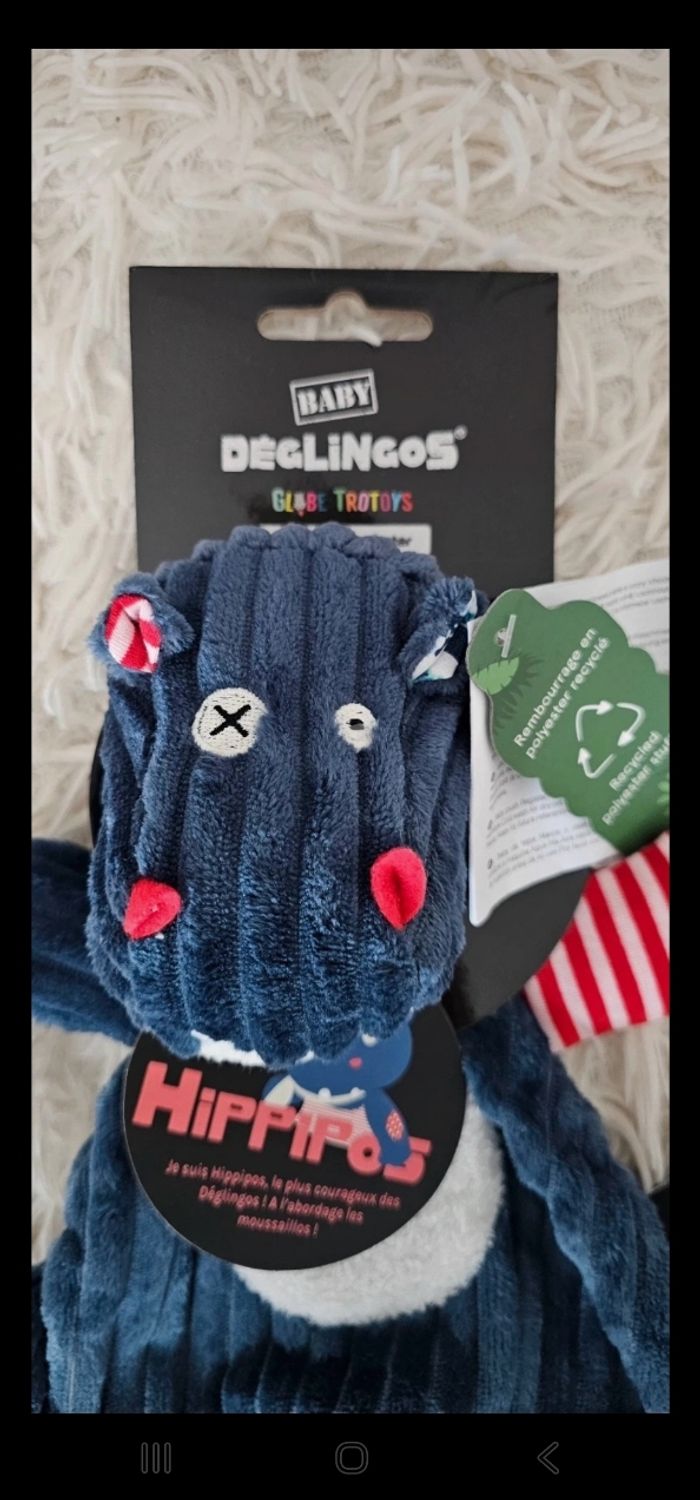Doudou baby Hippipos l'hippopotame Les Déglingos Neuf - photo numéro 3