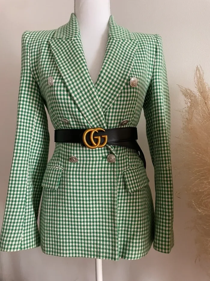 Zara veste blazer tailleur vichy à boutonnage croisé taille XS - photo numéro 2