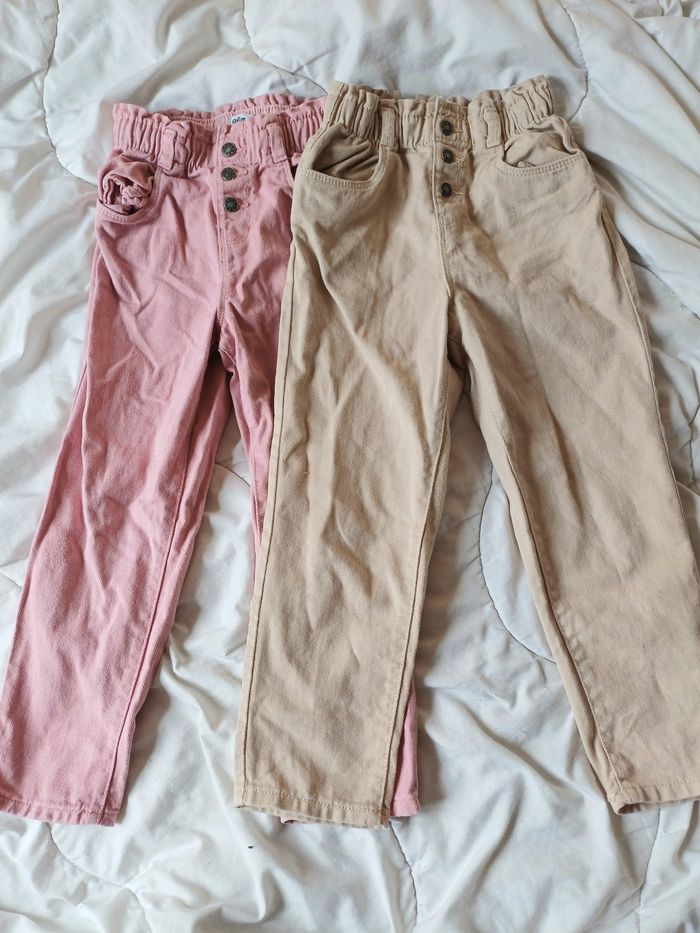 Pantalons denim coupe slouchy à taille ajustable fille - photo numéro 2