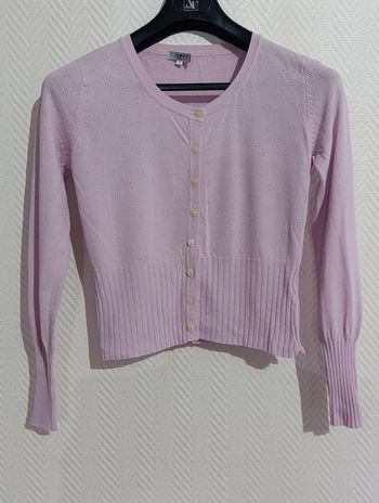 Gilet rose pâle ajouré zamba taille 3