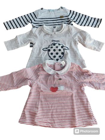 Lot de 3 Tee-shirt manches longues col Claudine