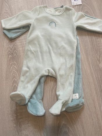 Lot 2 pyjama grenouillere absorba 3 mois mixte vert bleu clair  neuf