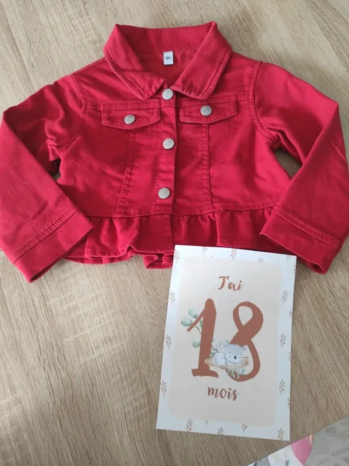 Veste jean rouge bebe fille
