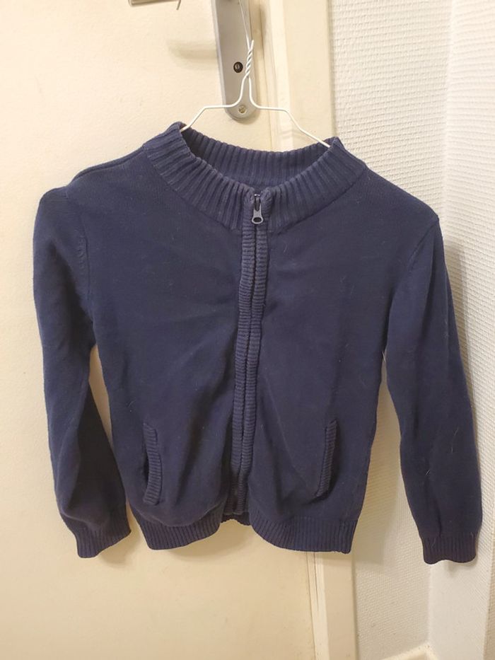 Gilet zippé marine Tex 7-8 ans