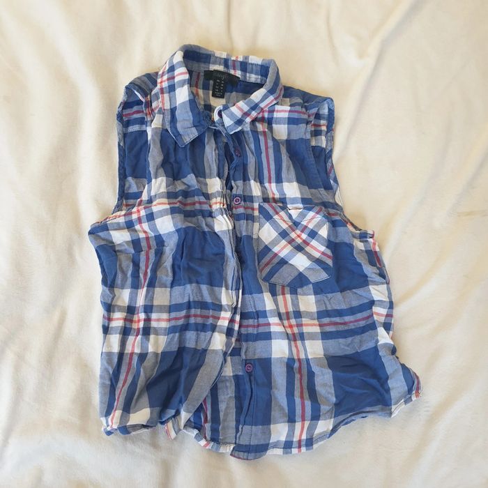 Blouse sans manche à nouer, Marque Jennyfer, taille 34, bleu