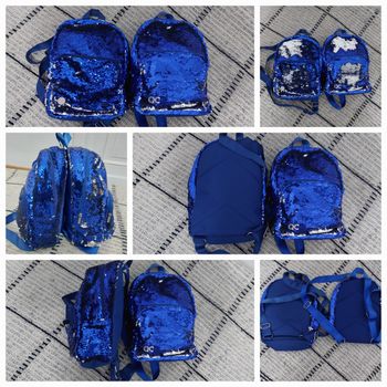 Cartable sac à dos  junior fille QC Sparkle bleu à sequins bicolore