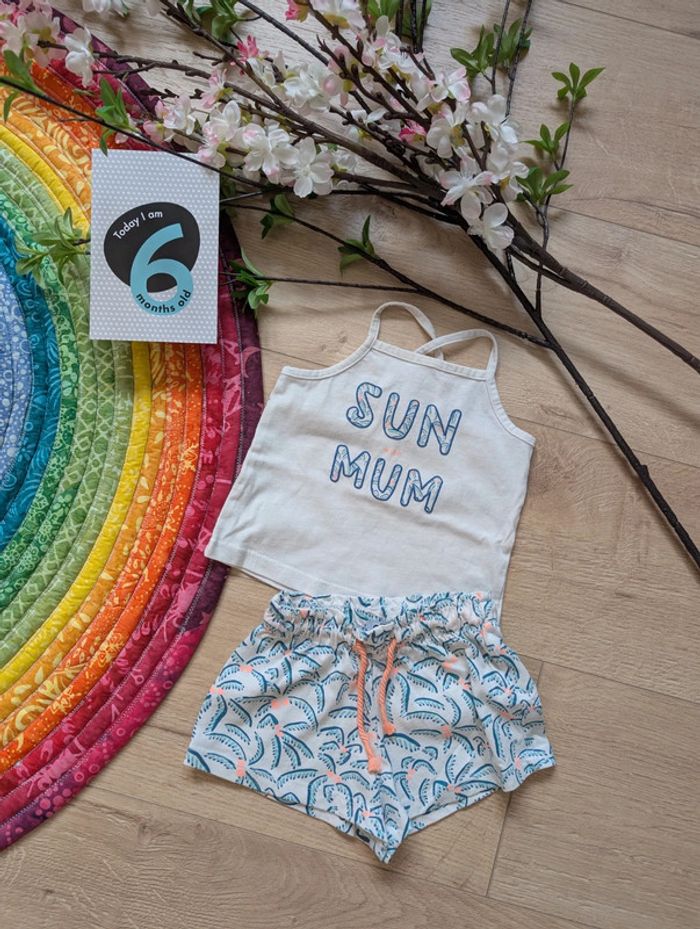 Ensemble Gémo été fille 6 mois short débardeur