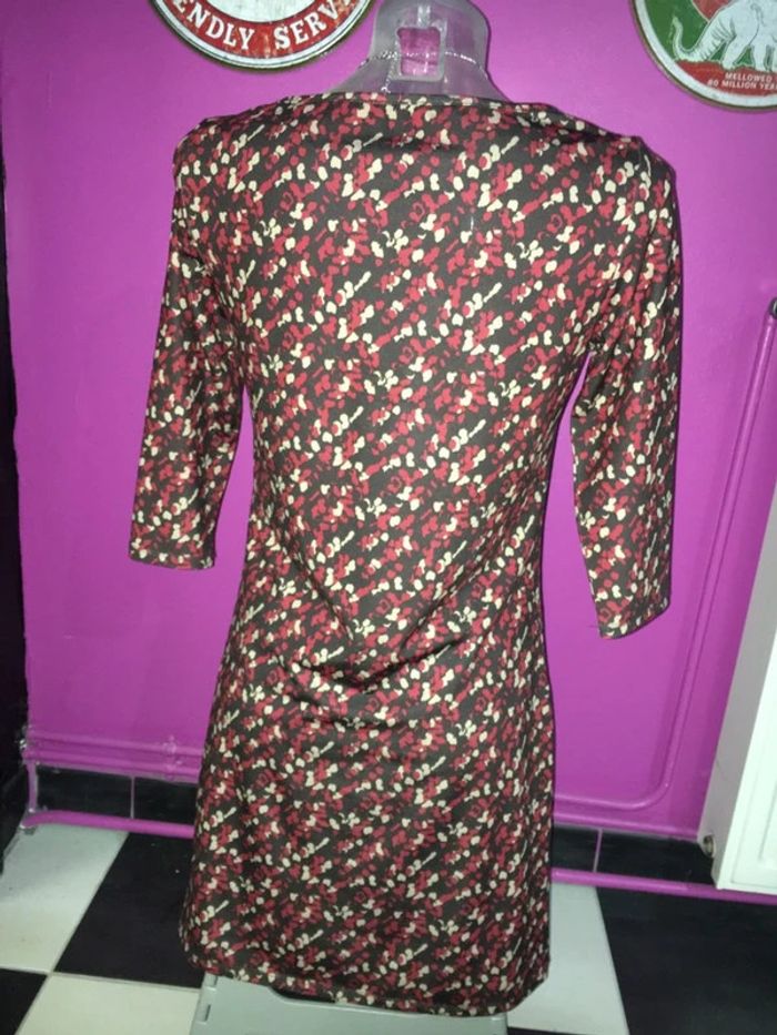 Robe tunique imprimée rouge beige marron in extenso T38 ou M - photo numéro 2