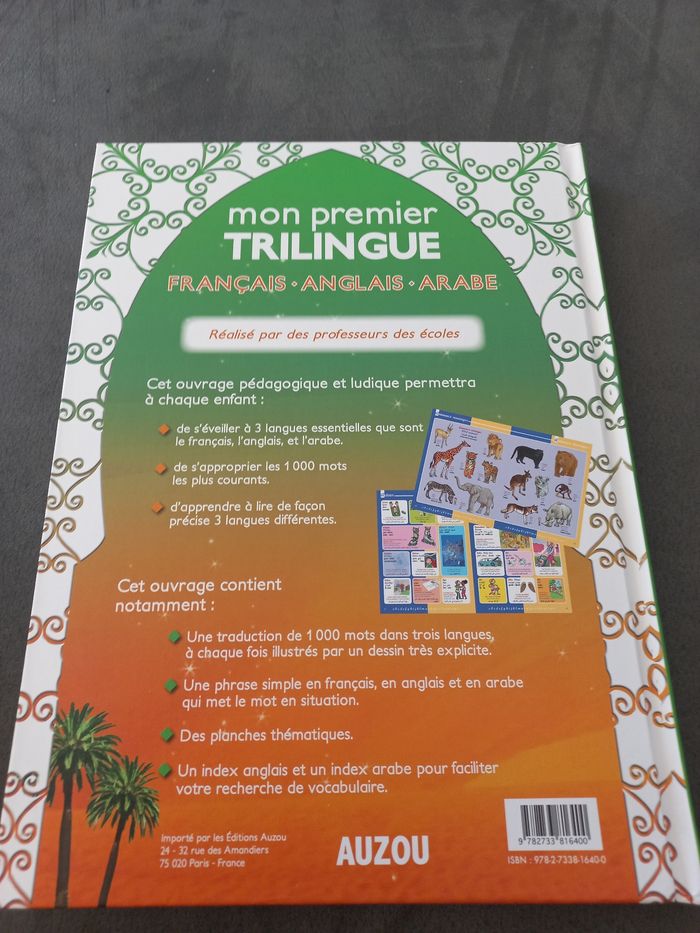 Livre auzou mon premier trilingue français anglais arabe - photo numéro 3