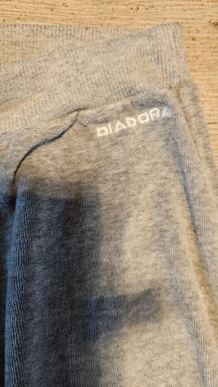 Pantalon de training en velour, pattes d elephant, gris clair, Diadora, 11/12 ans, nickel - photo numéro 5
