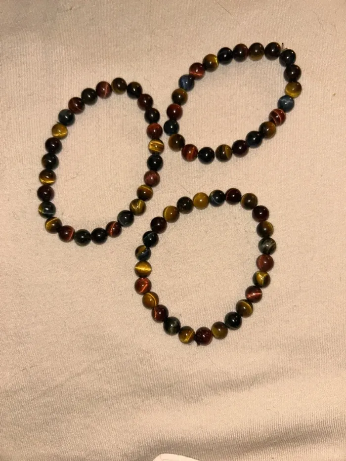 Lot de 3 bracelets œil de tigre neuf - photo numéro 3