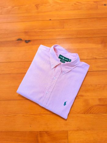 Chemise à rayures - Ralph Lauren - Yarmouth - Logo brodé bleu - Blanc, rose - Taille L