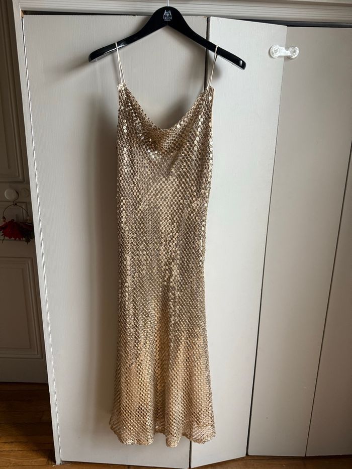 Robe longue dorée Nouvel An - metal mesh - inspiration Rabanne - photo numéro 2