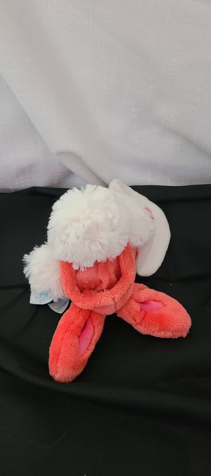 DOUDOU BABY NAT POUSSIN OISEAU CAPUCHE LAPIN OEUF ROUGE ROSE MOUCHOIR BLANC - photo numéro 3