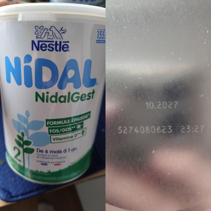 Lot de lait 2ème âge NidalGest formule épaissie