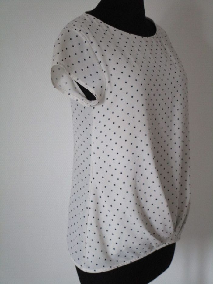 Blouse crème pois marine Nina Kalio 36 TBE - photo numéro 5