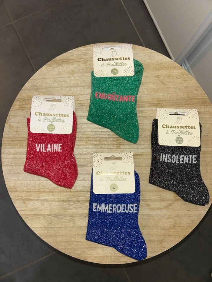 Lots 4 paires chaussettes paillettes