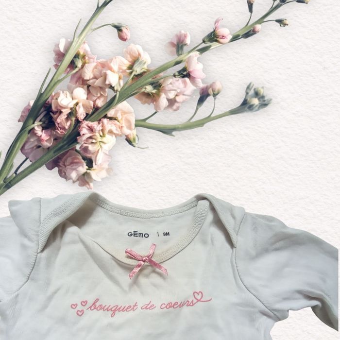 Superbe body bébé fille manches longues blanc, taille 9 mois - photo numéro 3