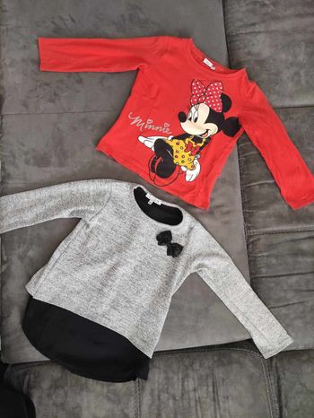 Lot de deux hauts manches longues fille 6 ans rouge et gris